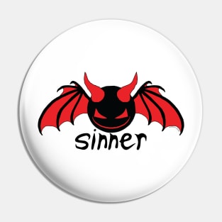 Smiley Sinner - Red on Black Pin