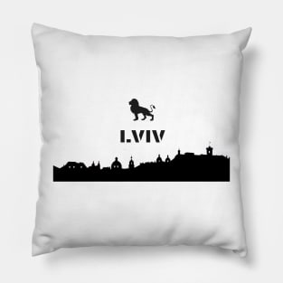 lviv oldtown city black Pillow