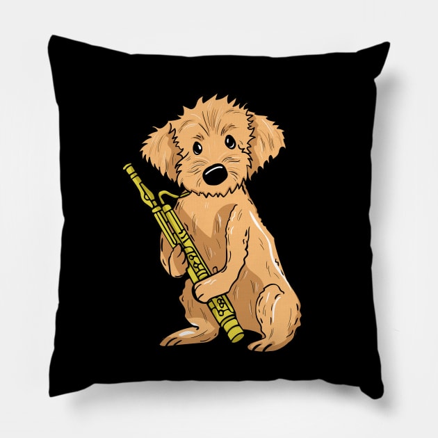 Goldendoodle Playing Bassoon Pillow by LetsBeginDesigns