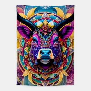 Beef cattle Lotus Flower mandala Tapestry