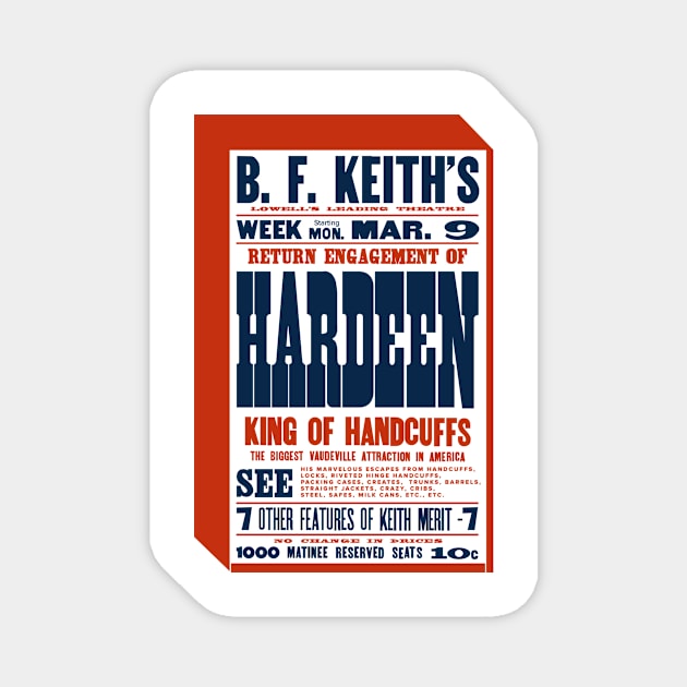 King of Handcuffs Hardeen Houdini Letterset Poster Magnet by waltshop