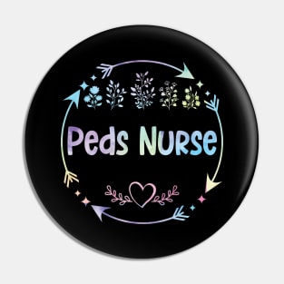 Peds Nurse cute floral watercolor Pin