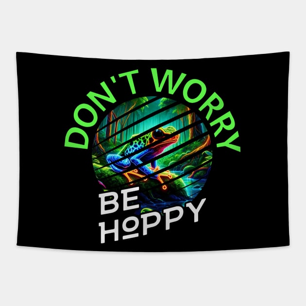 Brazil Funny Pun Don't Worry Be Happy Psychedelic Frog Tapestry by Sambastyles