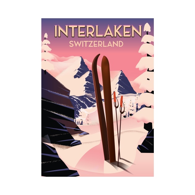 Interlaken Switzerland ski poster by nickemporium1