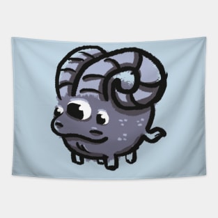 Three-Eyed Ram Doodle Monster Tapestry