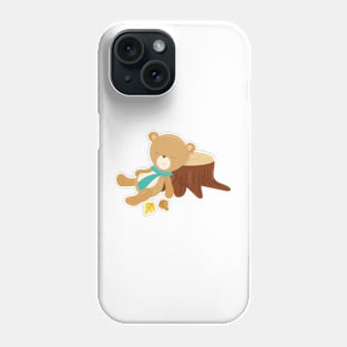 Autumn Bear, Cute Bear, Sleeping Bear, Tree Stump Phone Case