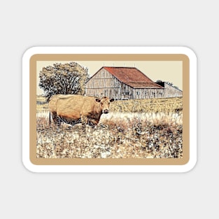 Red Roof and Cow 1-P Magnet