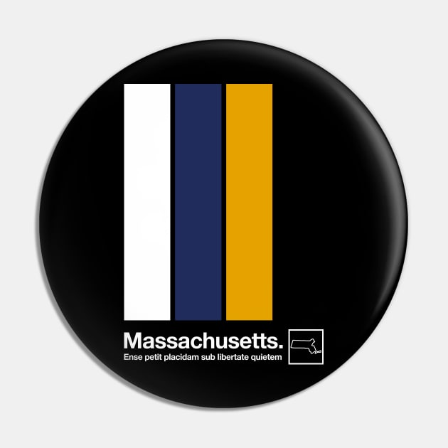 Massachusetts State Flag  // Original Minimalist Artwork Poster Design Pin by DankFutura