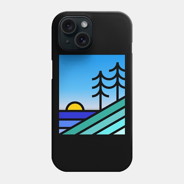 Nature inspiration: Landscape badge with sunset and trees (retro design) Phone Case by AtlasMirabilis