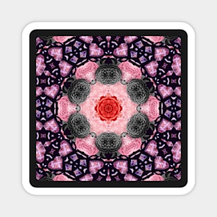 Crystal Hearts and Flowers Valentines Kaleidoscope pattern (Seamless) 43 Magnet