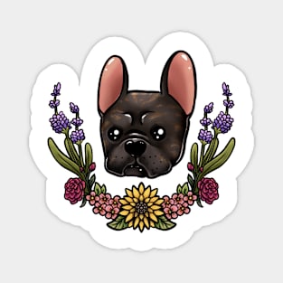 Brindle  frenchie with flowers Magnet