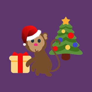 santa christmas monkey emoji T-Shirt