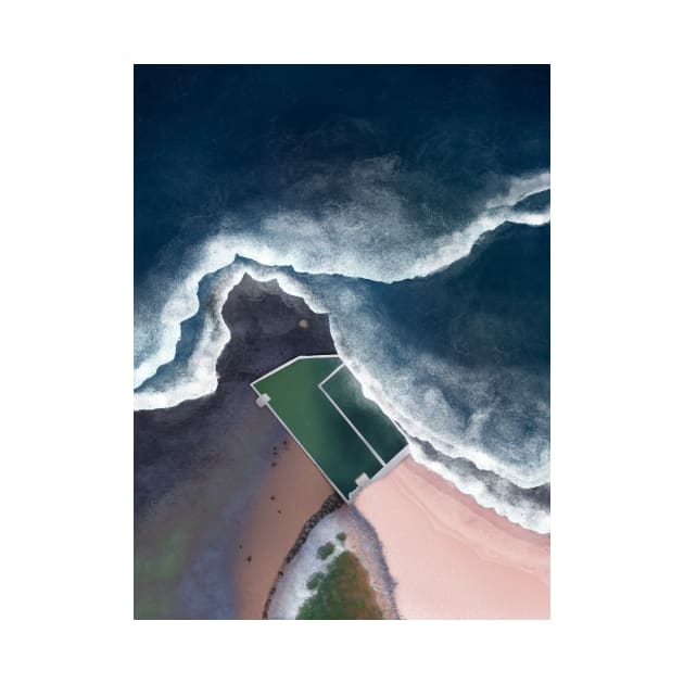 North Narrabeen Rockpool in Sydney Australia | Aerial Illustration by From Above