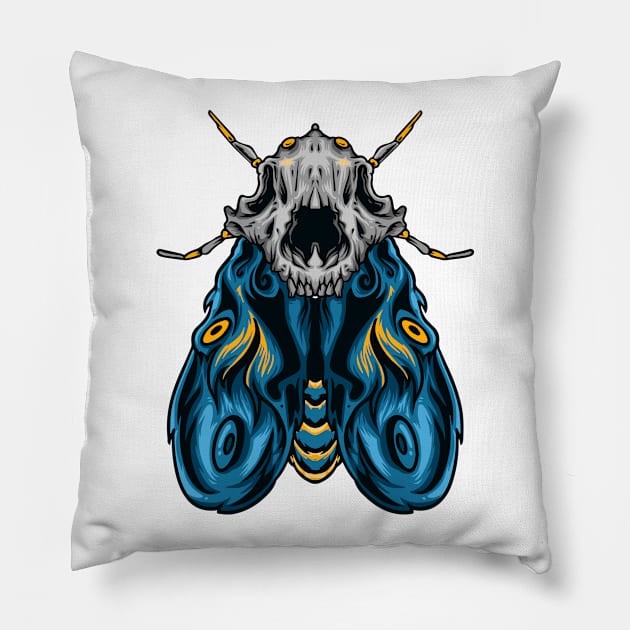 Moth skull illustration Pillow by Mako Design 