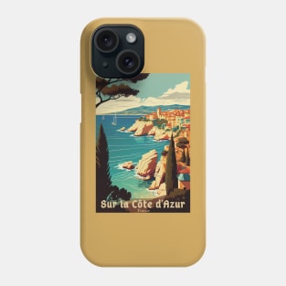 Sur La Cote d' Azur France, French Riviera, Vintage Travel Poster Phone Case