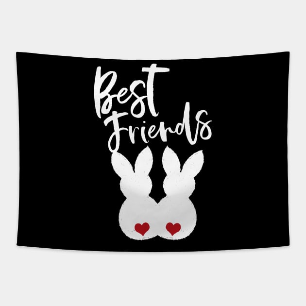 Best Friends BFF - Easter Bunnies Love Couple Tapestry by Shirtbubble