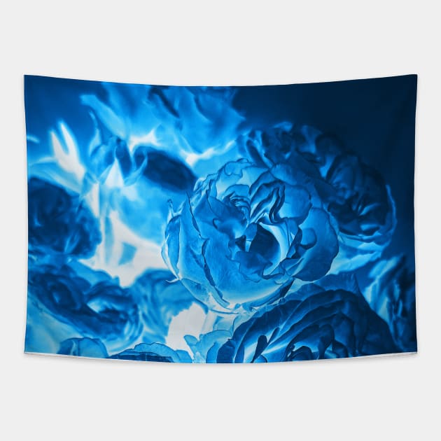 Cyanotype Photography Blue Roses Alternative Process Tapestry by PodDesignShop