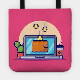 Online Payment Cartoon Vector Icon Illustration Tote