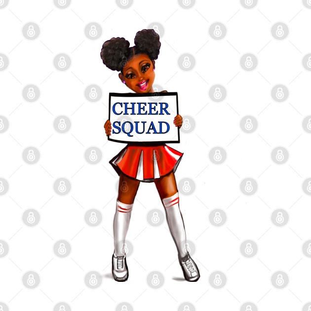 Inspirational motivational affirmation Cheer Squad - anime girl cheerleader with Afro hair in puffs, brown eyes and dark brown skin side profile. Hair love ! by Artonmytee