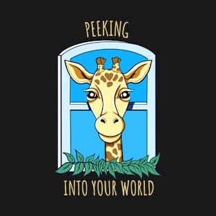 Cute Peeking Giraffe in the Window T-Shirt