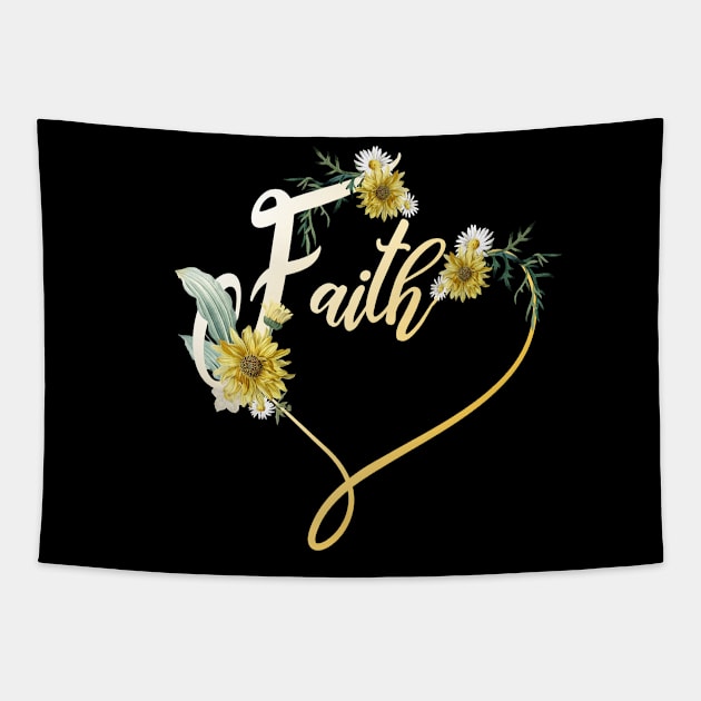 Daisy Sunflower Faith Heart Jesus Lover Gift Tapestry by Ohooha