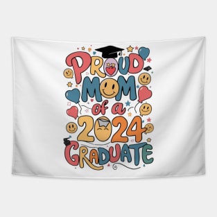 Proud Mom of a 2024 Graduate Senior Class Graduation Shirts for Family Party Tapestry