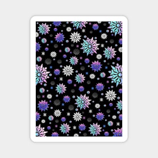 Festive Sky At Night Snowflakes Pattern Magnet