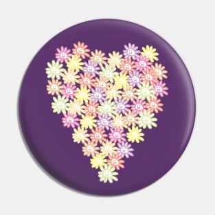 Daisy Smiley Faces Heart for Valentines Day Pin