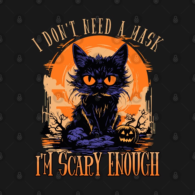 Funny Cat Halloween I Don't Need A Mask I'm Scary Enough Halloween by LCQueen