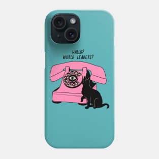 World Domination Black Cat in blue Phone Case