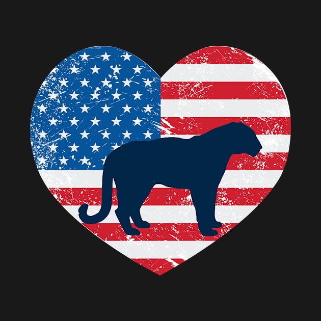 American Flag Heart Love Tiger Usa Patriotic 4Th Of July by JaroszkowskaAnnass