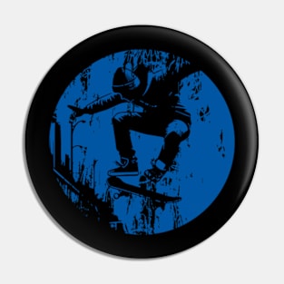 Grunge Urban Skateboarder Graffiti Style - Blue Pin