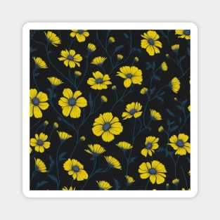 Yellow Cosmos Flowers Pattern Magnet