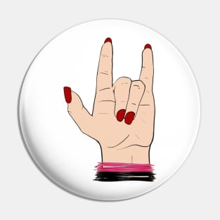 Female ROCK ON sign Pin