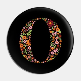 Retro Floral Letter O Pin