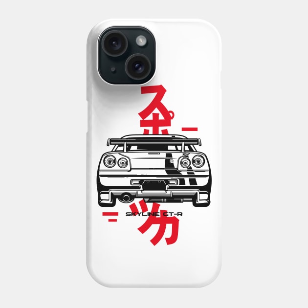 Nissan R34 Back view Phone Case by Tjhtt Autoarts