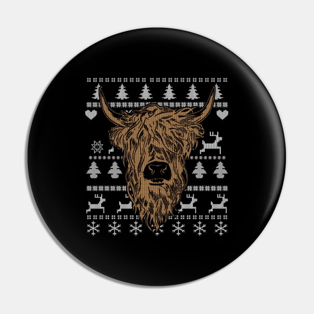 Highland Cow Ugly Christmas Pin by Shiva121