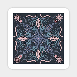 Flower Mandala Summertime - Pink & Dark Gray Magnet