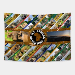 My African Adventure Wildlife Collage Tapestry