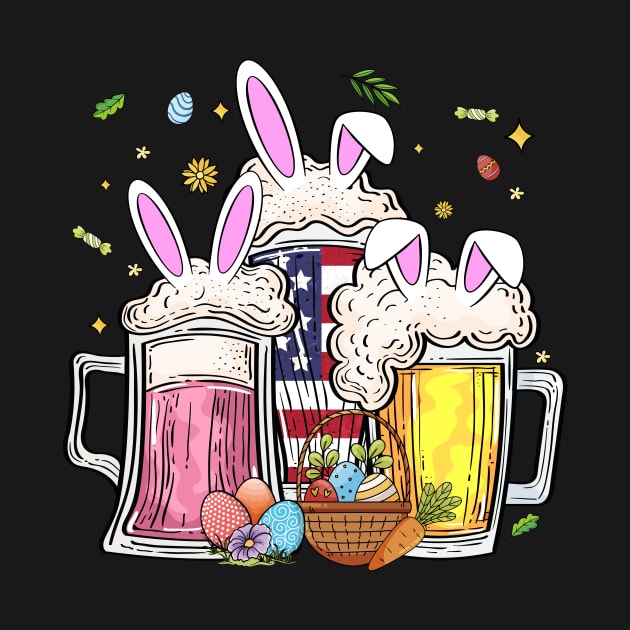 Easter Bunny Beer Egg Drinking Party Amarican Flag by FortuneFrenzy