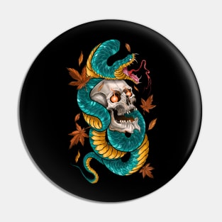 Japanese Tattoo Style Skull and Snake Pin