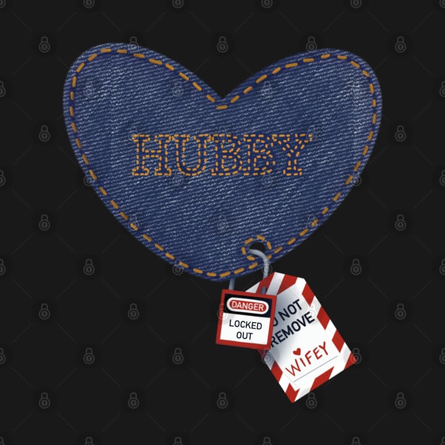 Romantic Hubby Wifey Electrician Lockout Tagout Denim Heart by The Trades Store