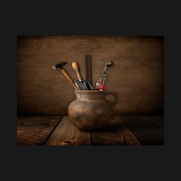 Clay Pot With Tools by jecphotography