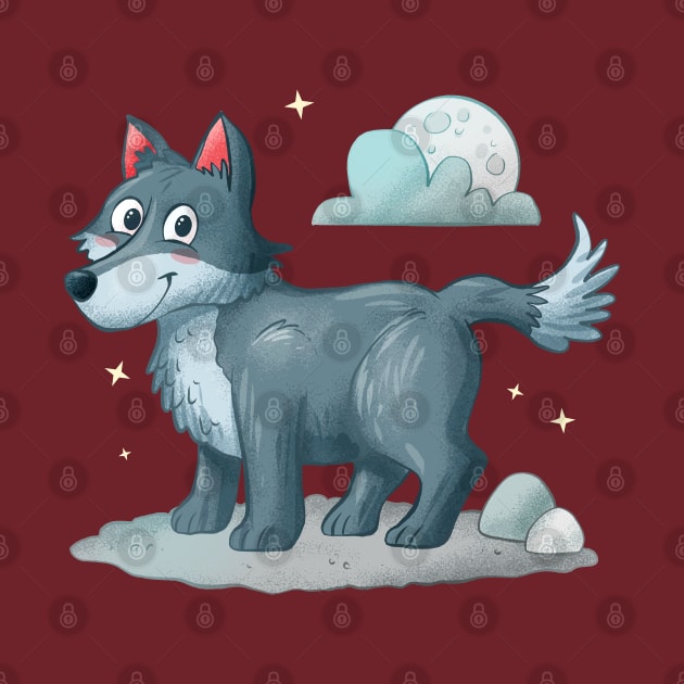 Hand Drawn Cartoon Wolf by Mako Design 