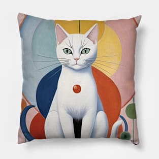 Hilma af Klint's Whiskered Wonderland: Abstract Feline Delight Pillow