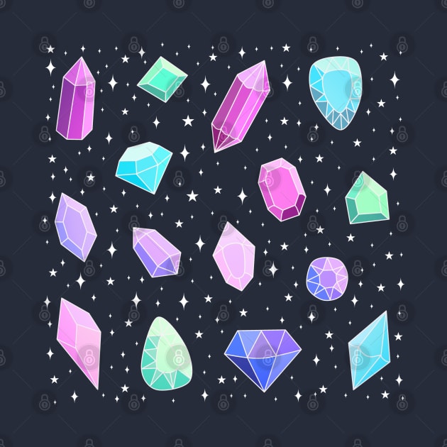 Cute colorful crystals and gems pattern by Yarafantasyart