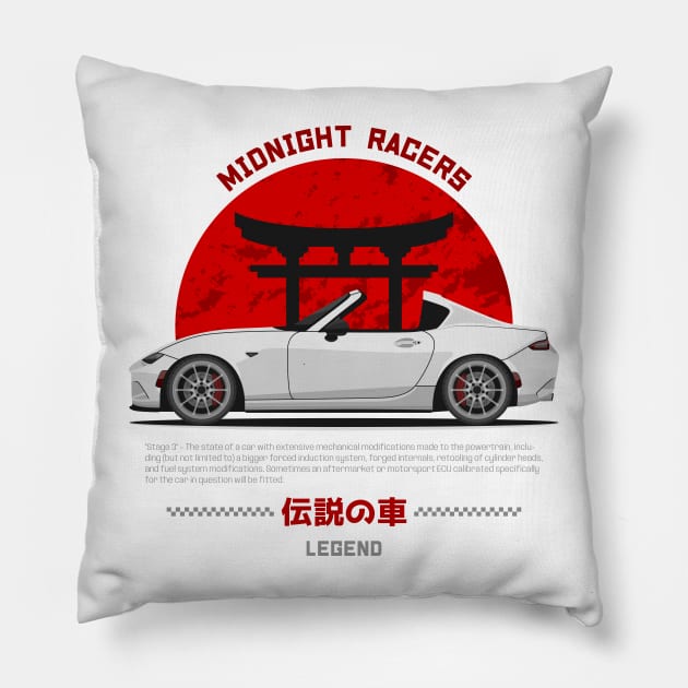 Tuner White ND Miata Roadster JDM Pillow by GoldenTuners