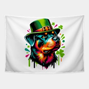 Rottweiler Celebrates Saint Patrick's Day in Style Tapestry