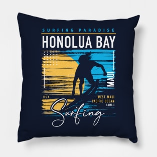 Retro Honolua Hawaii Surfing // Surfers Paradise // Surf Hawaii Pillow