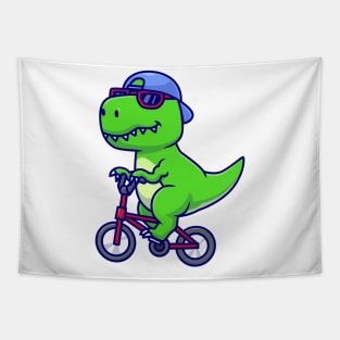 Cute dino riding cartoon Tapestry